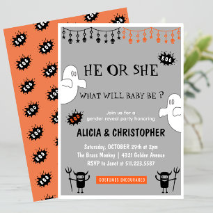 Invitation Grey Fantôme Octobre Révélation du sexe Halloween