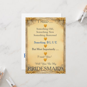 Invitation Grey & Gold avec le coeur Serez-vous ma servante d
