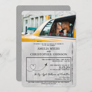 Invitation Grey New York City Passport Mariage