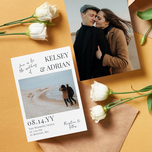 Invitation Grey Rejoignez-nous Typographie moderne Mariage ph (Créateur téléchargé)
