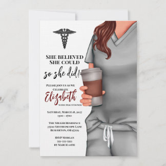 Invitation Grey Scrubs Infirmière École de soins infirmiers I