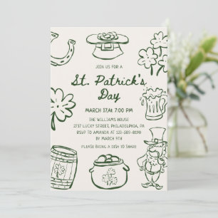 Invitation Gribouillages Dessinés à la Main Saint Patrick