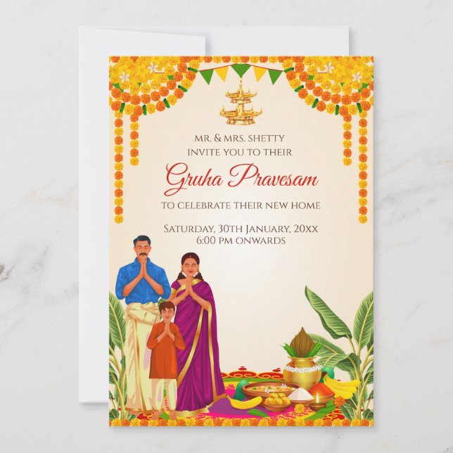 Invitation Grihapravesh numérique Gruhapravesham i (Devant)