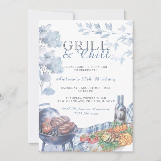 Invitation Grill and Chill Anniversaire des idées Modèles (Devant)