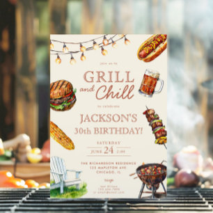 Invitation Grill and Chill Barbeque fête d'anniversaire
