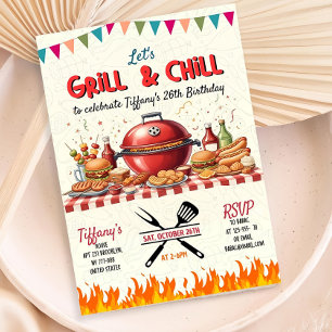 Invitation Grill And Chill, Bbq Modifiable Anniver