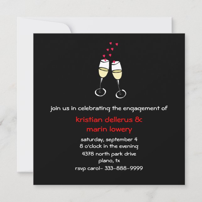 Invitation Grillage de l'invitation de partie de fiançailles (Devant)