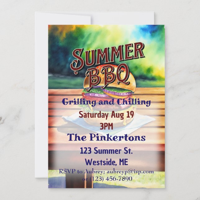 Invitation Grillage et réfrigération du barbecue d'été (Devant)