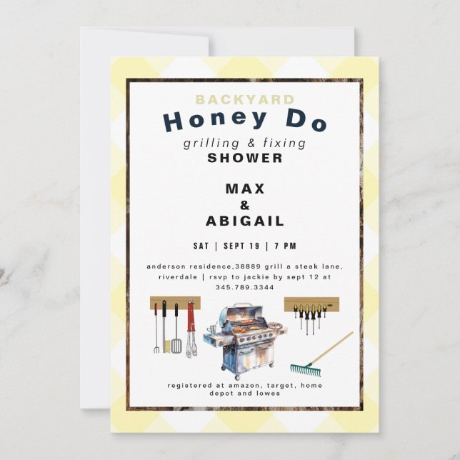 Invitation Grillage & Fixation Couples Jaunes Douche (Devant)