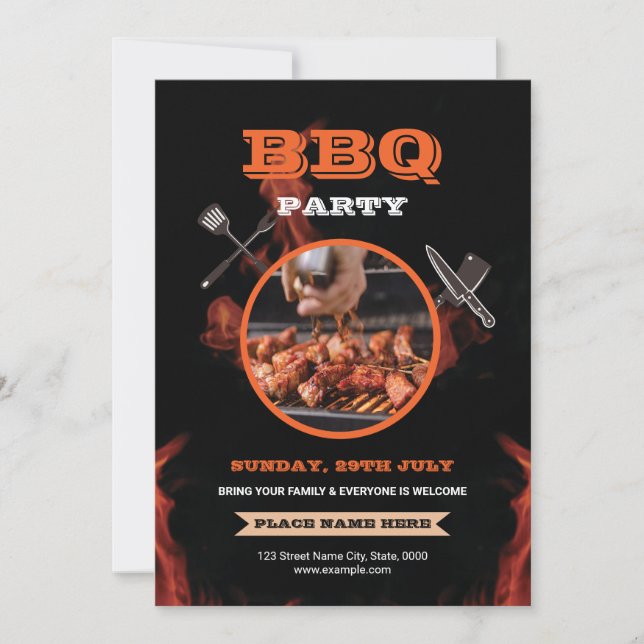 Invitation Grille barbecue / Fête barbecue (Devant)