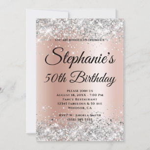 Invitation Grille blanche Parties scintillant Rose argent or 