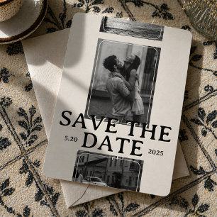 Invitation Grille de photos moderne avec une date d'enregistr