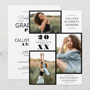 Invitation Grille photo noir blanc moderne I