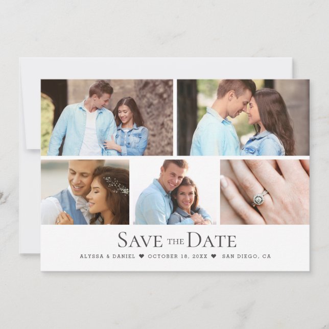 Invitation Grille photo personnalisée Mariage chic Enregistre (Devant)