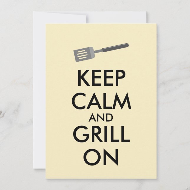 Invitation Griller gardent le calme et le gril sur la spatule (Devant)