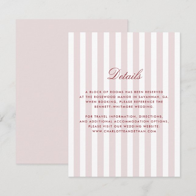 Invitation Grilles verticales rose vif Détails Mariage modern (Devant / Derrière)