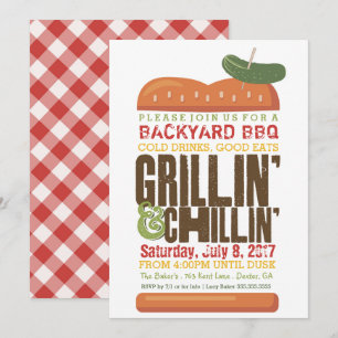 Invitation Grillin Chillin BBQ Invitation, Burger Barbecue