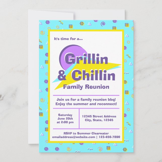 Invitation Grillin & Chillin Famille Réunion BBQ Cookout (Devant)