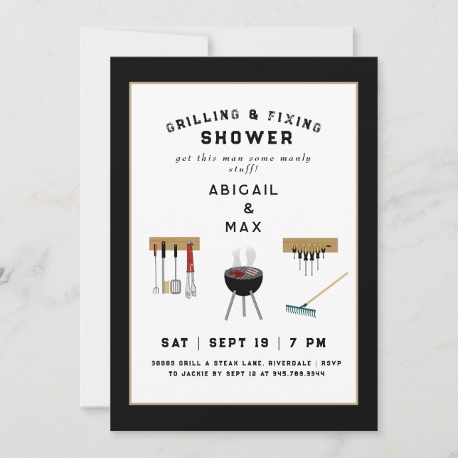 Invitation Grilling & Fixation Couples Black Shower Invitatio (Devant)