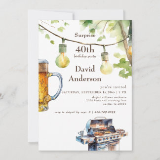 Invitation Grilling Surprise 40th Birthday Party