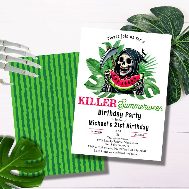 Invitation Grim Reaper Watermelon Summerween fête d'anniversa (Créateur téléchargé)