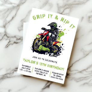 Invitation Grip It & Rip It! Motocross, anniversaire de moto 