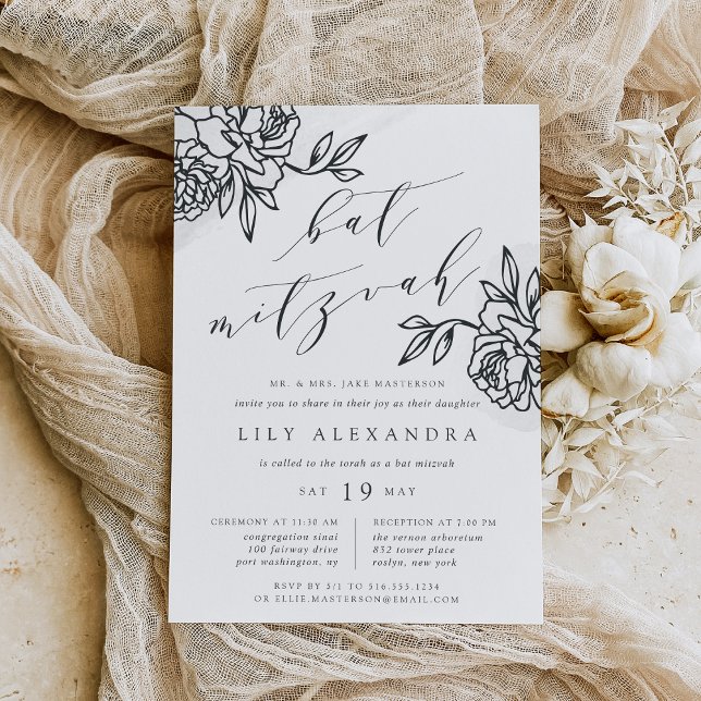 Invitation Gris | Bat mitzvah de jardin secret (Créateur téléchargé)