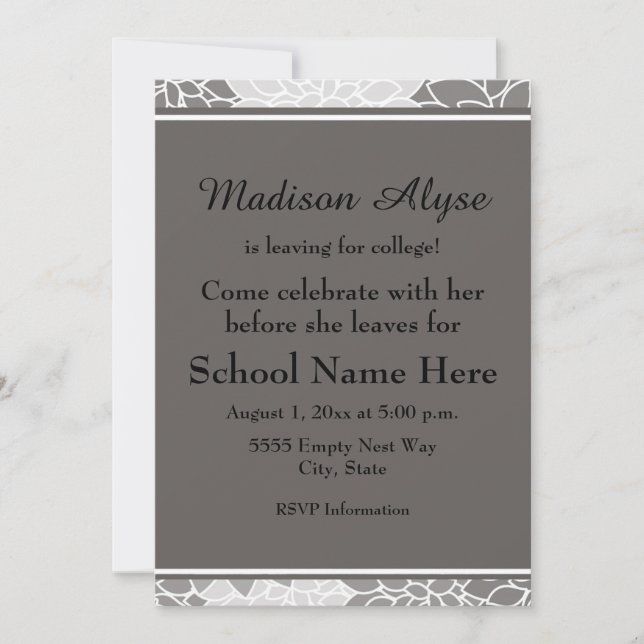 Invitation Gris blanc Floral quitter pour l'Invitation de la  (Devant)