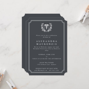 Invitation Gris/Blanc MD Caduceus Graduation