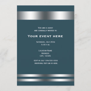 Invitation Gris bleu et événement élégant argenté de dîner