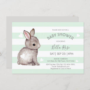 Invitation Gris de Mint Gris Gris Grains Bunny Baby shower In