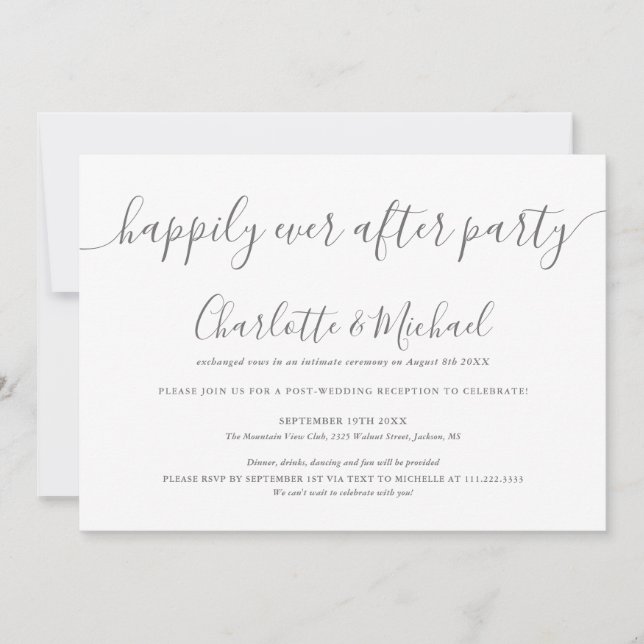 Invitation Gris Et Blanc Heureusement Jamais Après Le Mariage (Devant)