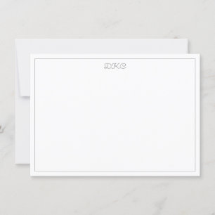 Invitation Gris et blanc monogramme plat