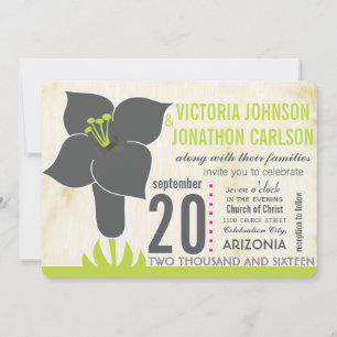 Invitation Gris et citron vert Vintage Moderne Mariage Lily I