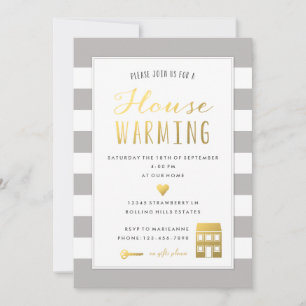 Invitation Gris - Gold House Party