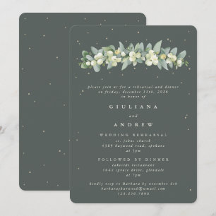 Invitation Gris Green Snowberry+Eucalyptus Mariage répétition