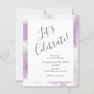 Invitation Gris mauve doux et blanc Abstrait brosses dans
