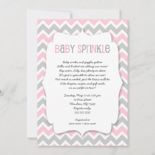 Invitation Gris rose Bébé arroser / fille baby shower invitat