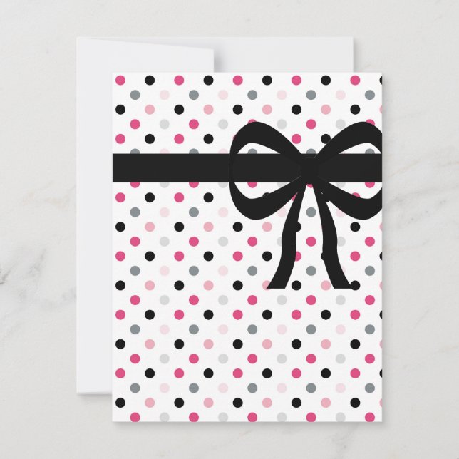 Invitation Gris rose chaud, rose clair et Pois noir (Devant)