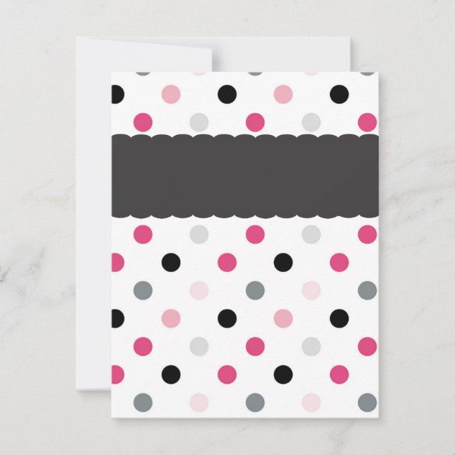 Invitation Gris rose chaud, rose clair et Pois noirs (Devant)