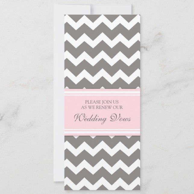 Invitation Gris rose Chevron Mariage Vow Renouvellement Invit (Devant)