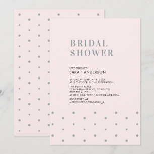 Invitation Gris & Rose Pâle   Élégante Fête de Mariage Modern