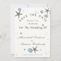 Gris Starfish Blue Beach Mariage Enregistrer La Da