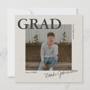 Invitation Gris texturé Effet Graduation Photo