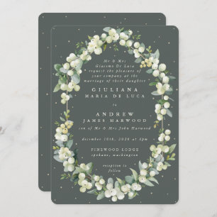 Invitation Gris vert Formel Snowberry+Eucalyptus Mariage