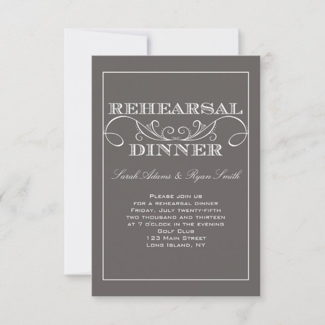 Invitation grise de dîner de répétition de remous (Devant)