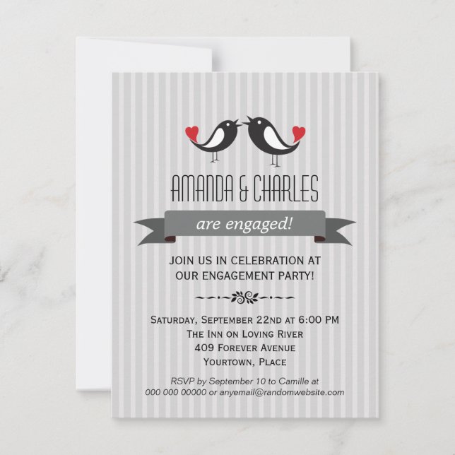Invitation grise de partie de fiançailles de (Devant)
