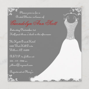 Invitation grise de robe de mariage de Fête de la