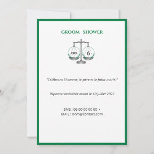 Invitation Groom Shower  - Vert Émeraude et Gris Anthracite