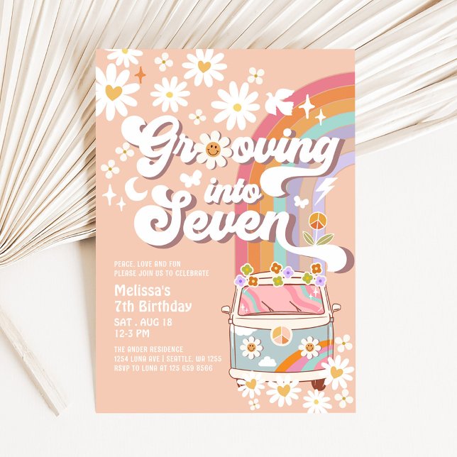 Invitation Grooto into SEVEN Daisy Rainbow 7e anniversaire (Créateur téléchargé)